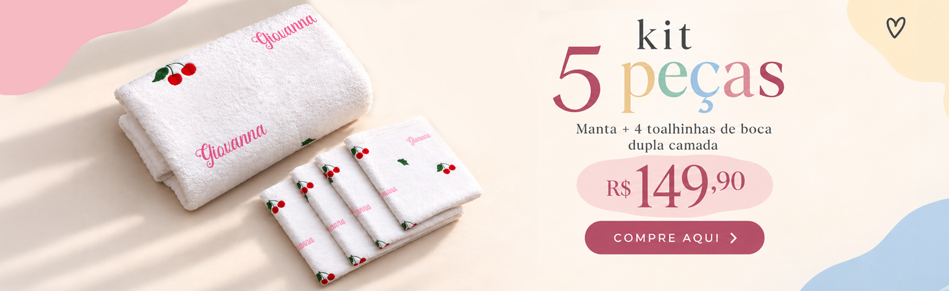 Manta passeio + 4 toalhinhas